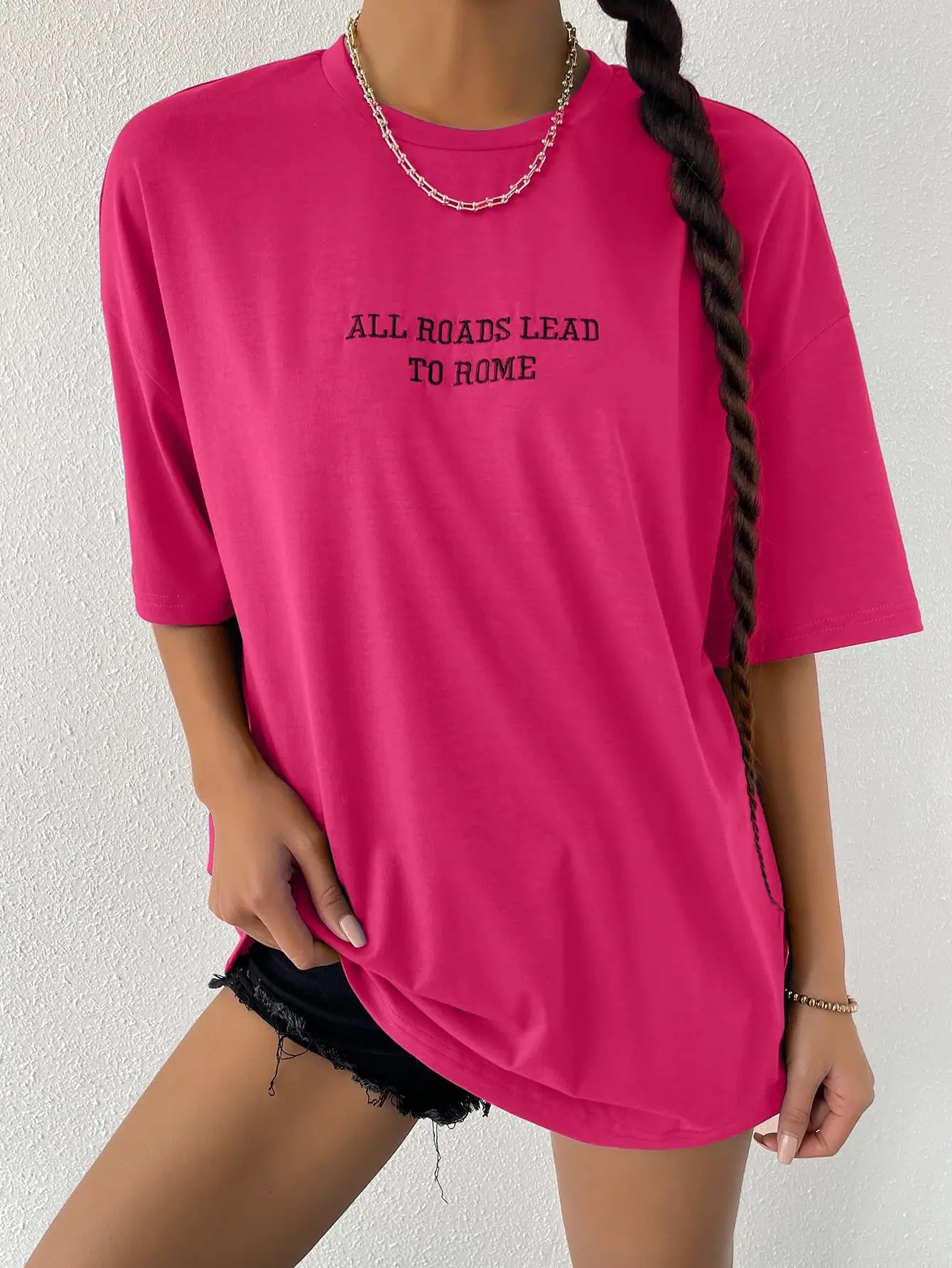 All Roads Lead To Rome Simple Printed Womens Short Sleeve