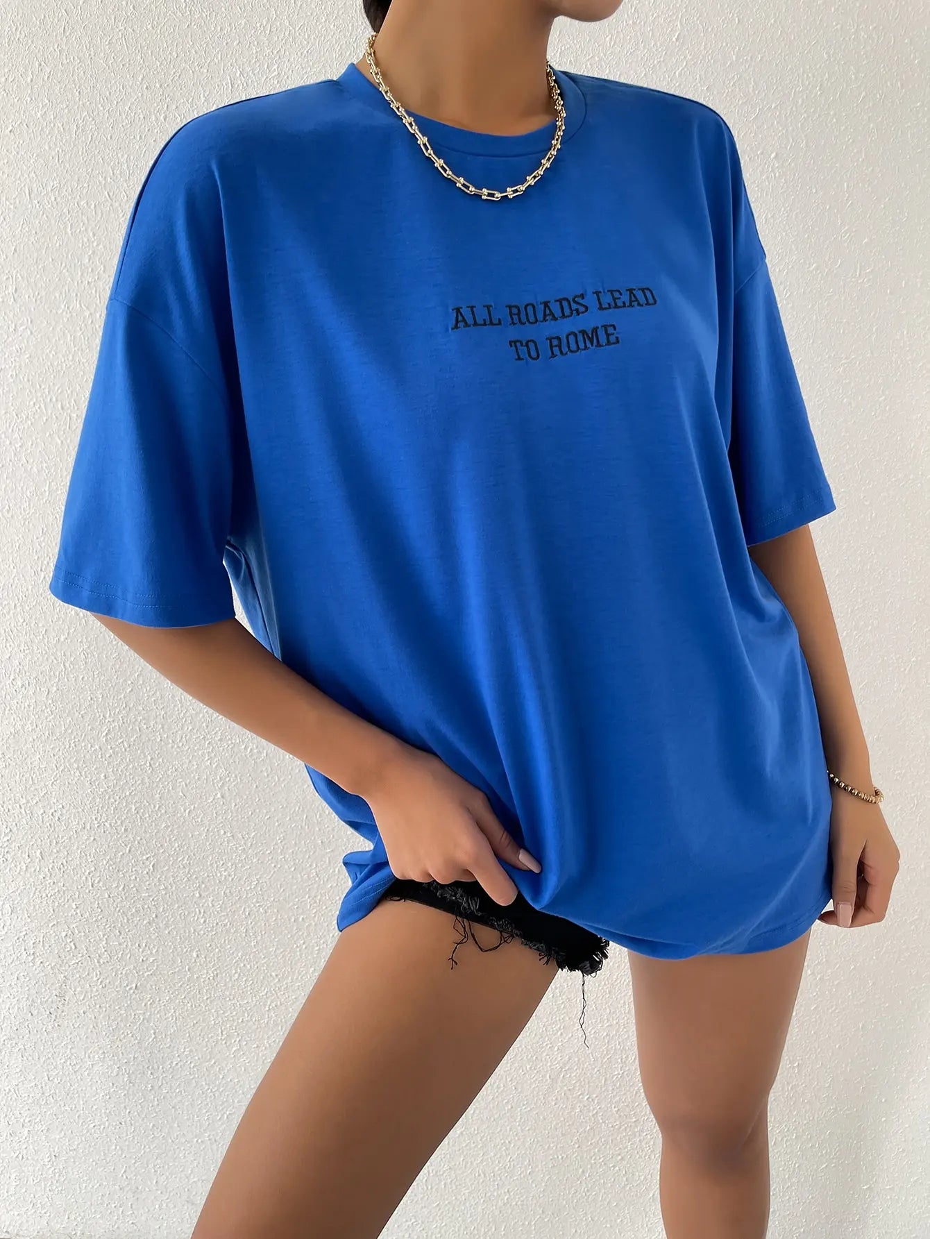 All Roads Lead To Rome Simple Printed Womens Short Sleeve